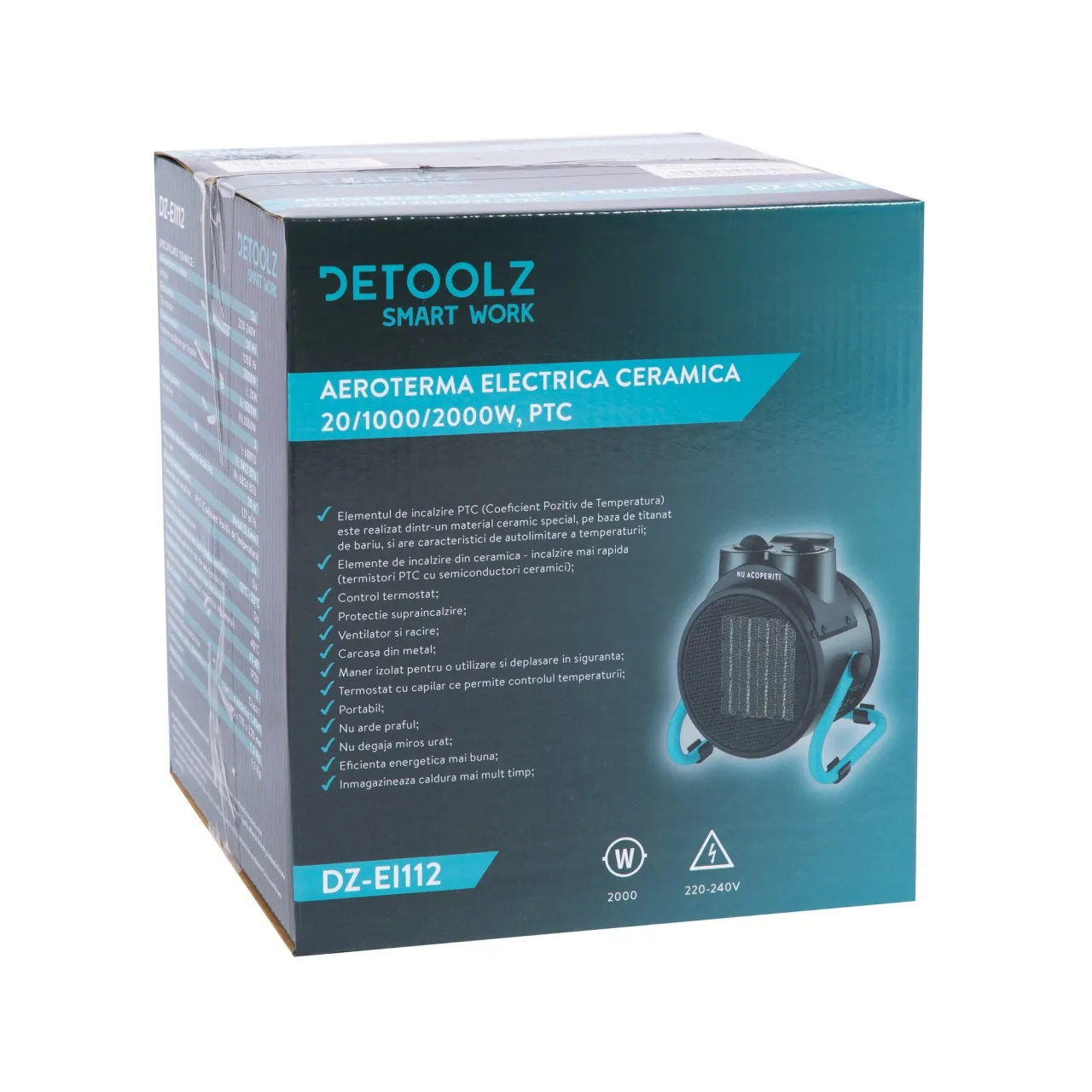 Керамическая тепловая пушка Detoolz 20/1000/2000 Вт, PTC — 7
