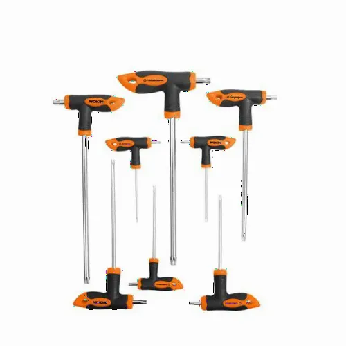 Set de 8 bucati de surubelnite hexagonale torx cu maner T WOKIN