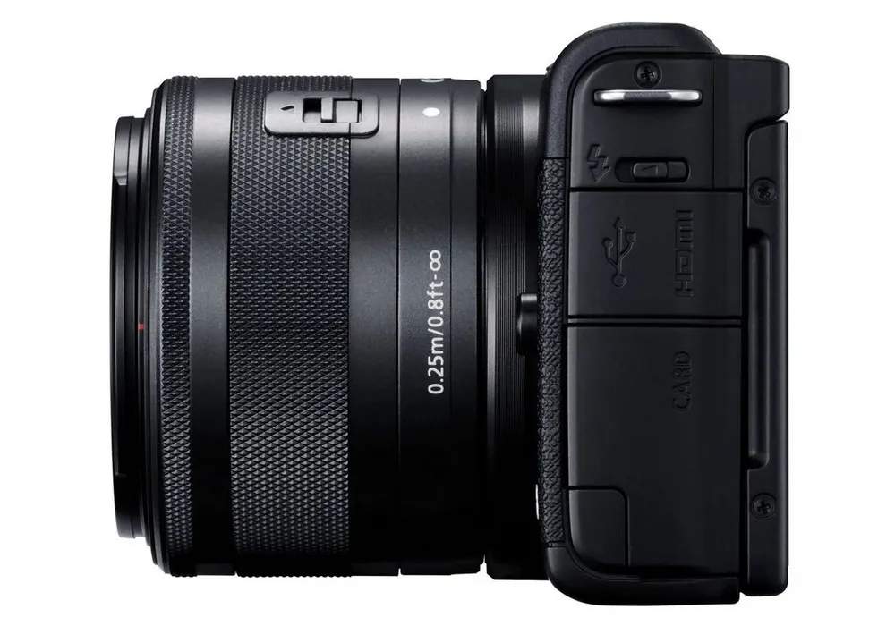 Aparat Foto Mirrorless Canon EOS M200 + EF-M 15-45 IS + EF-M 55-200 IS, Negru