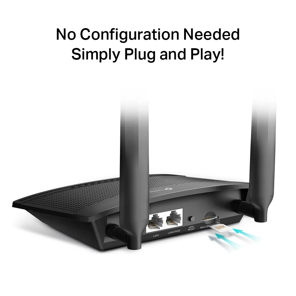 Router fără fir TP-LINK TL-MR100, 4G, Negru