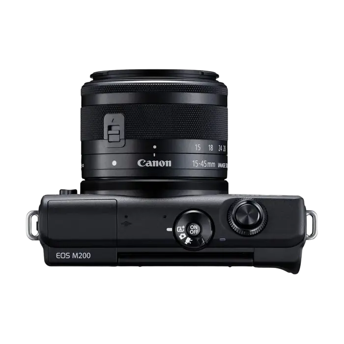 Aparat Foto Mirrorless Canon EOS M200 + EF-M 15-45 IS + EF-M 55-200 IS, Negru