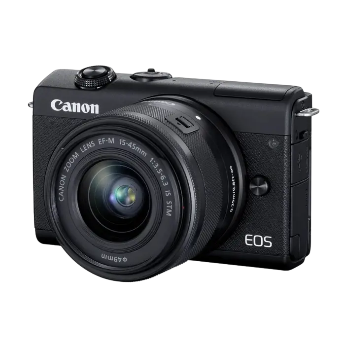 Aparat Foto Mirrorless Canon EOS M200 + EF-M 15-45 IS + EF-M 55-200 IS, Negru