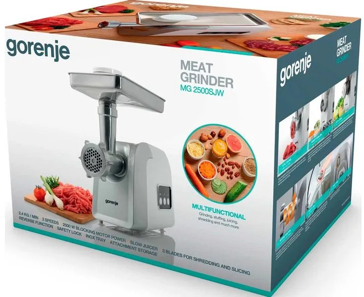 Mașină de tocat carne Gorenje MG2500SJW, Argintiu