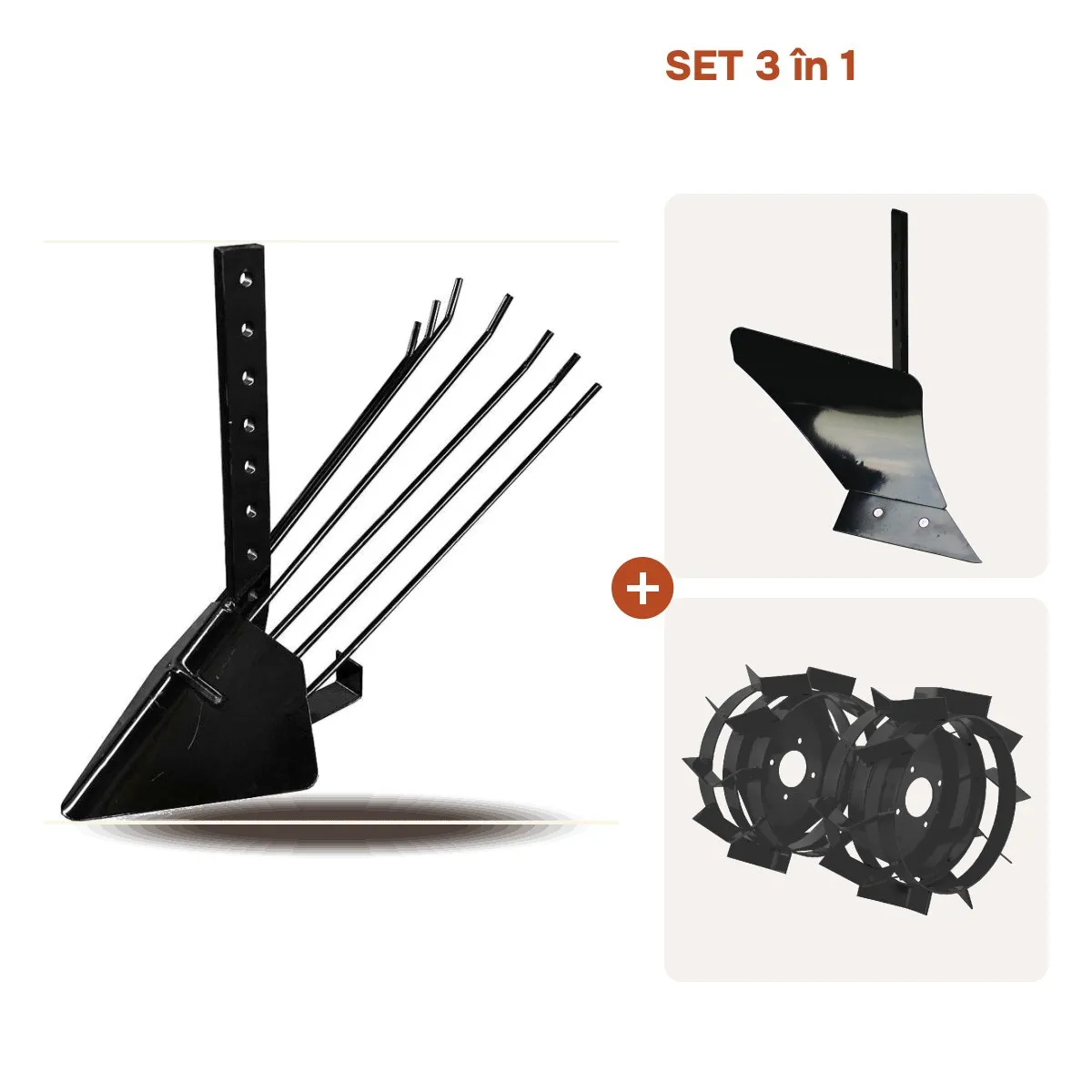 SET Plug cartofi + plug arat+ roti metal motocultor 
