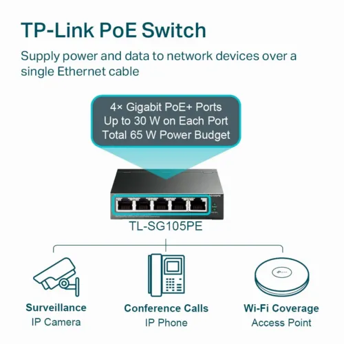 Comutator PoE TP-LINK TL-SG105PE, 4x IEEE 802.3af/at