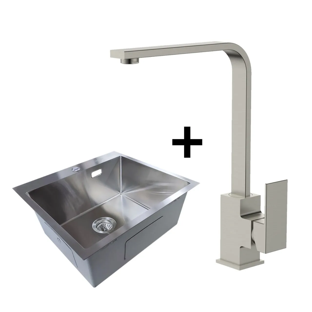 TikTok Мойка Waltz + смеситель Nera (сатиновый хром)