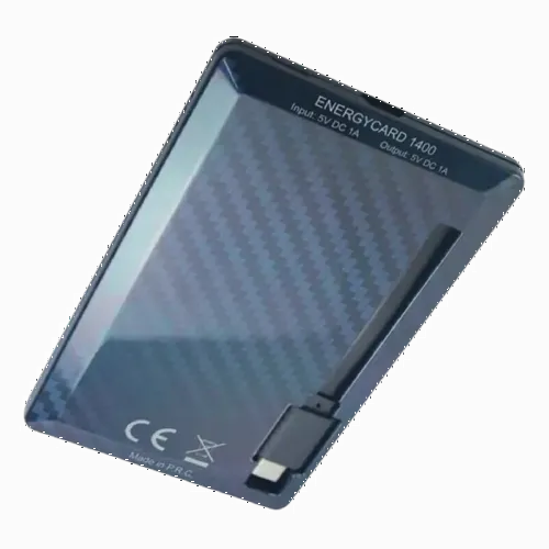 Acumulator extern Tuncmatik EnergyCard 1400 Lightning, 1400mAh, Negru