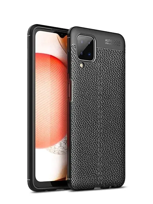Husă Xcover Galaxy A12 - Leather, Negru