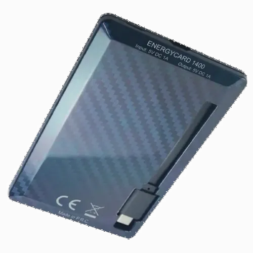 Acumulator extern Tuncmatik EnergyCard 1400 Lightning, 1400mAh, Negru