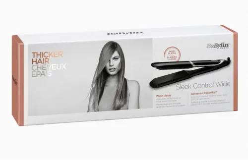 Placă de îndreptat părul BaByliss Sleek Control Wide ST397E, Negru
