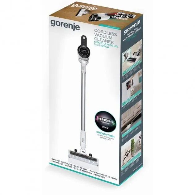 Вертикальный Пылесос Gorenje SVC216FMLW, Белый