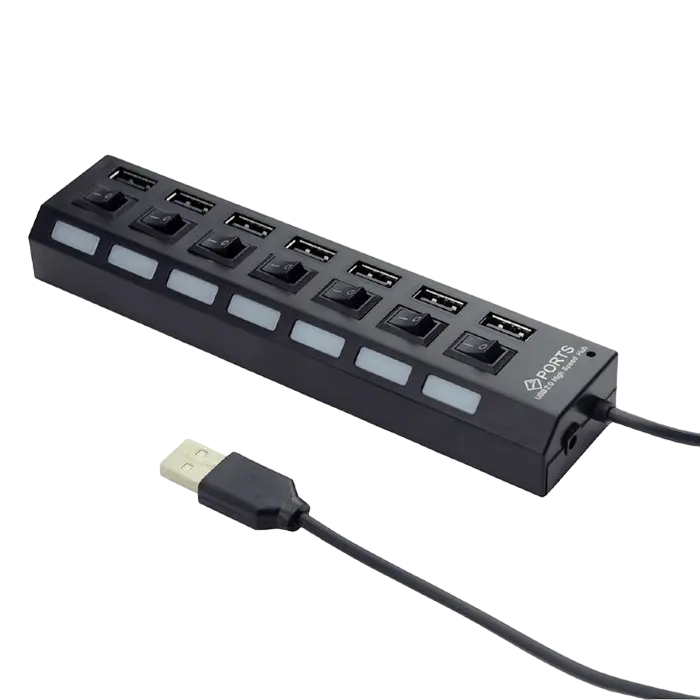 USB-концентратор Gembird UHB-U2P7-04, Чёрный