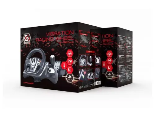 Wheel  GMB STR-M-01, 9", 270 degree, Pedals, Gear stick, 4-axis, 8 buttons, Vibration feedback, USB
