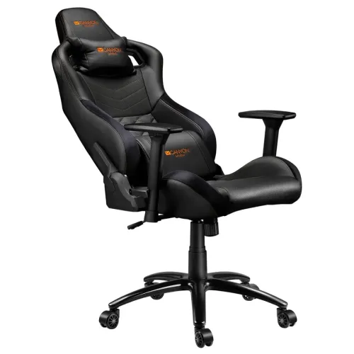 Scaun Gaming Canyon Nightfall, PU Piele, Negru