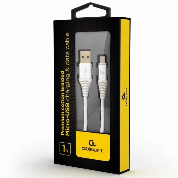 Кабель для зарядки и синхронизации Cablexpert CC-USB2B-AMmBM-1M-BW2, USB Type-A/micro-USB, 1м, Белый