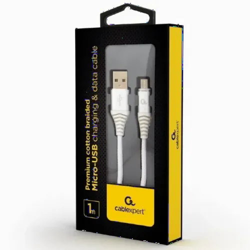Cablu încărcare și sincronizare Cablexpert CC-USB2B-AMmBM-1M-BW2, USB Type-A/micro-USB, 1m, Alb