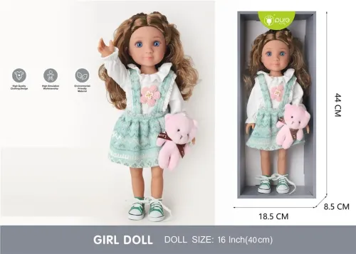 Păpușă Pure Baby, 40 cm, în rochie turcoaz