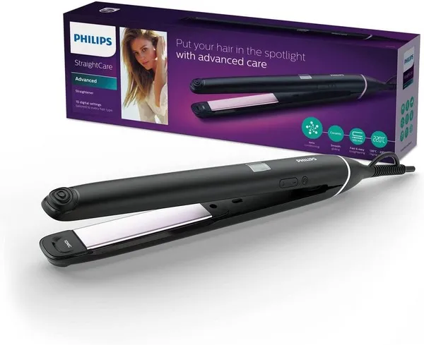 Placă de îndreptat părul PHILIPS StraightCare BHS674/00, Negru