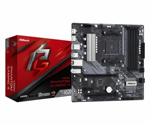 Placă de bază ASRock A520M PHANTOM GAMING 4, AM4, AMD A520, Micro-ATX