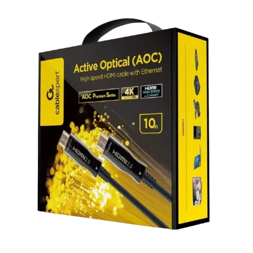 Cablu Video Cablexpert CCBP-HDMI-AOC-10M-02, HDMI - HDMI, 10m, Negru
