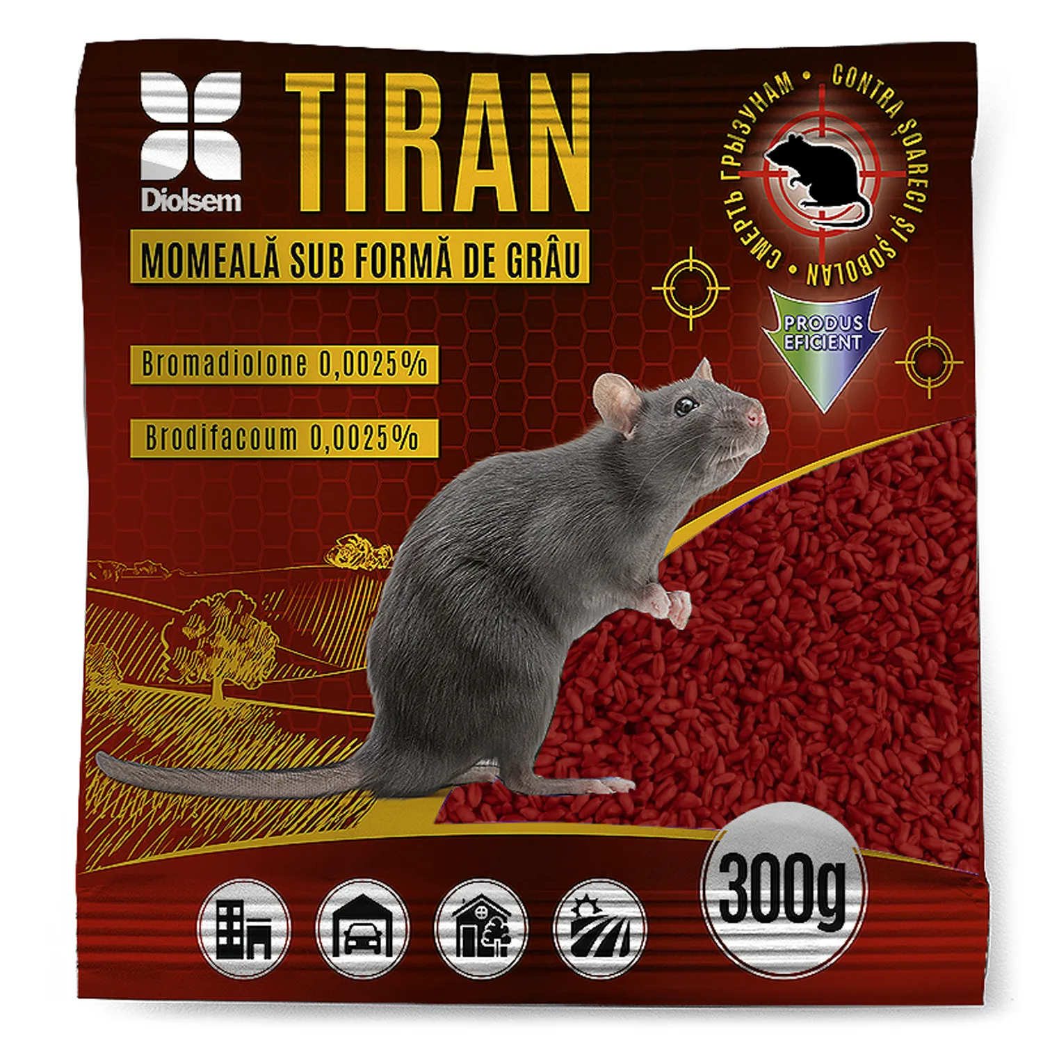 Отрава для мышей (красное зерно) 300 грамм