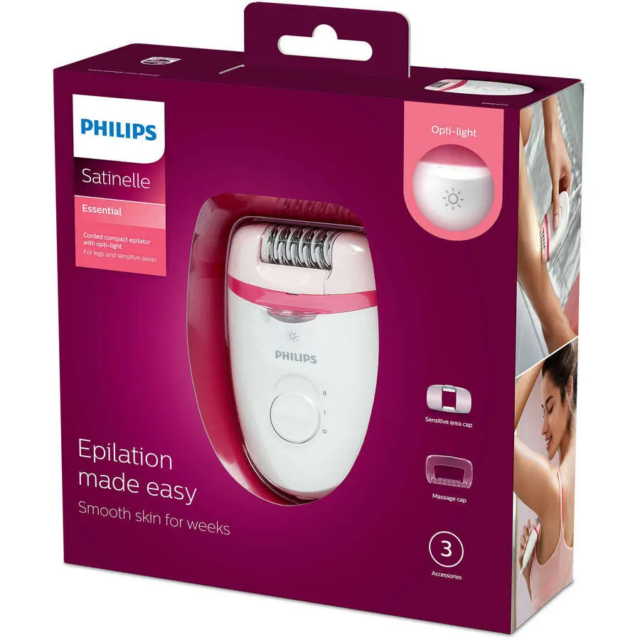 Epilator PHILIPS BRE255/00, Alb/Roz