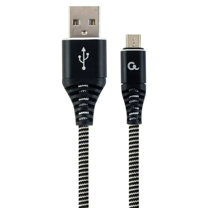 Кабель для зарядки и синхронизации Cablexpert CC-USB2B-AMmBM-2M-BW, USB Type-A/micro-USB, 2м, Чёрный