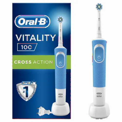 Periuță de dinți electrică BRAUN Vitality 100 Cross Action, Alb Albastru