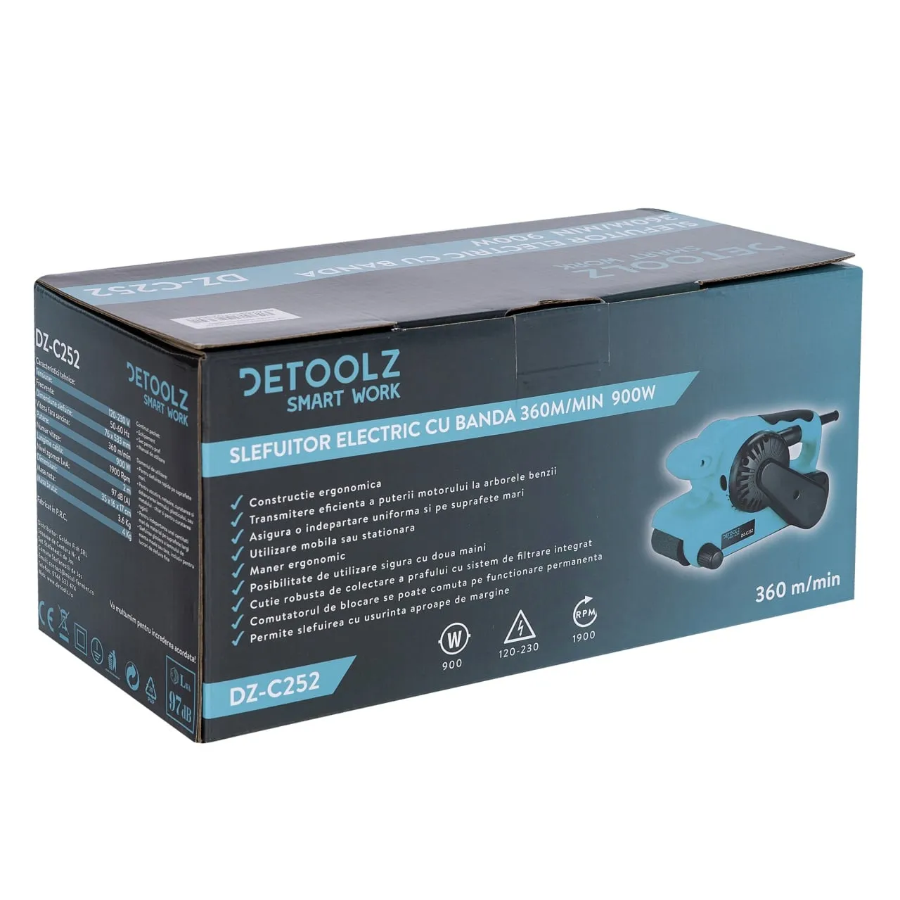 Электрический шлифовальный станок с лентой Detoolz 360 м/мин. 900Вт — 7
