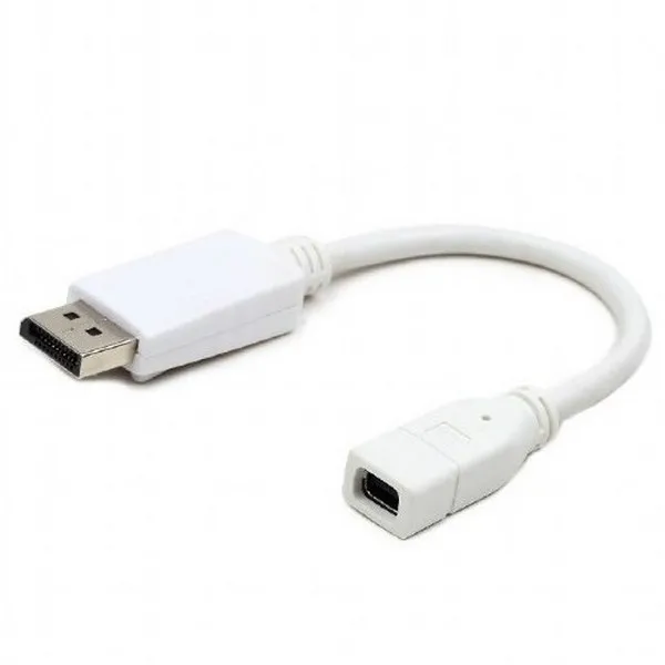 Видеоадаптер Cablexpert A-mDPF-DPM-001-W, MiniDP (F) - DisplayPort (M), 0,1м, Белый