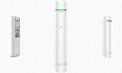 Detector de spargere Ajax GlassProtect, Alb