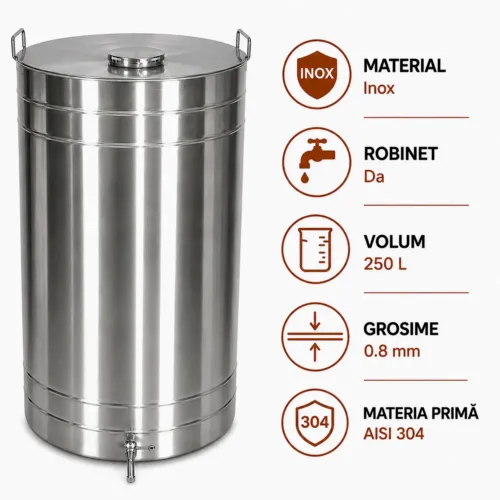 Butoi pentru vin din Inox 250 L
