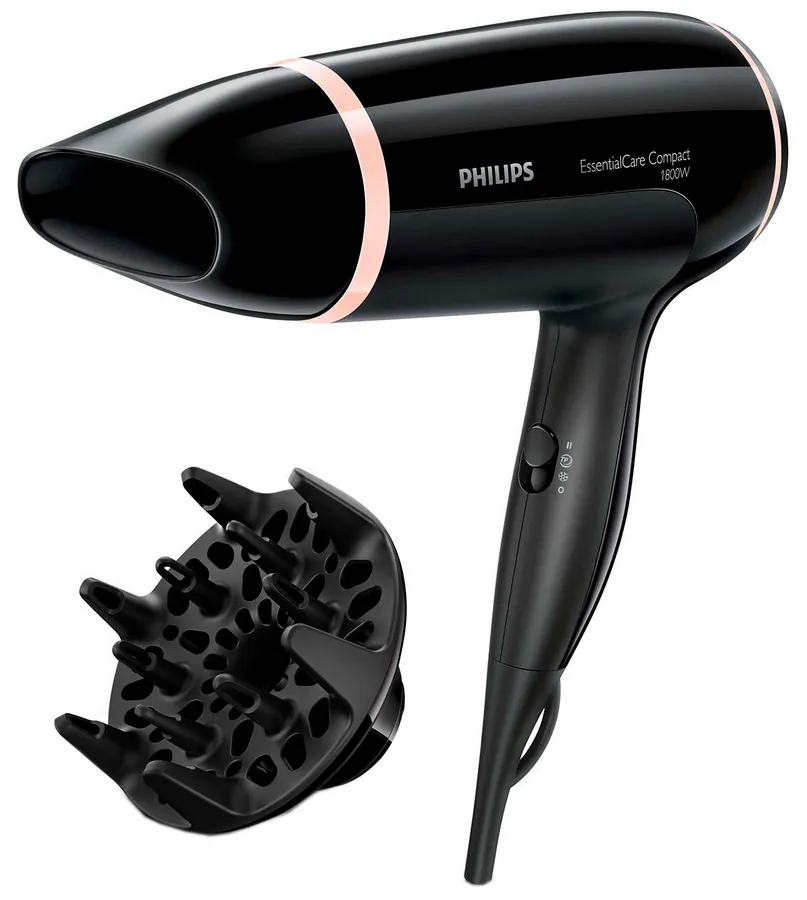 Uscător de păr Philips Essential BHD004/00, 1800 W, Negru