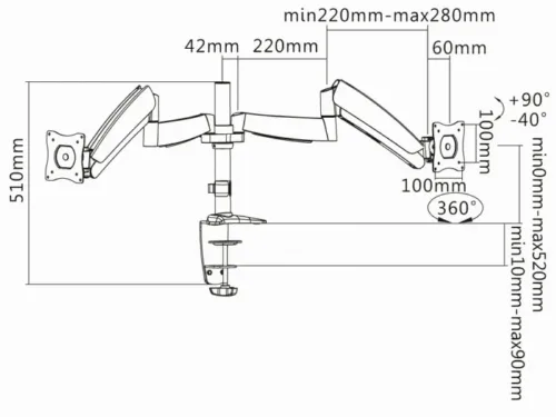 Table/desk stand for 2 monitors Reflecta FLEXO DeskPro 27-1010D 12