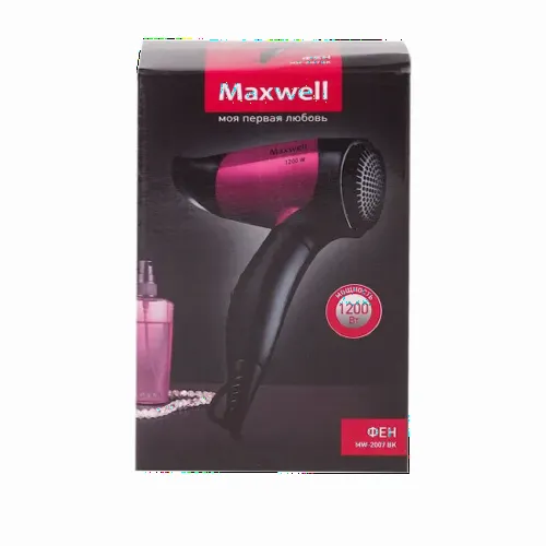 Uscător de păr compact Maxwell MW-2007, 1200 W, Negru | Roz