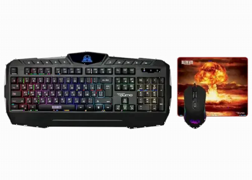 Set Tastatură + Mouse + Mouse Pad QUMO Wartime, Cu fir, Negru