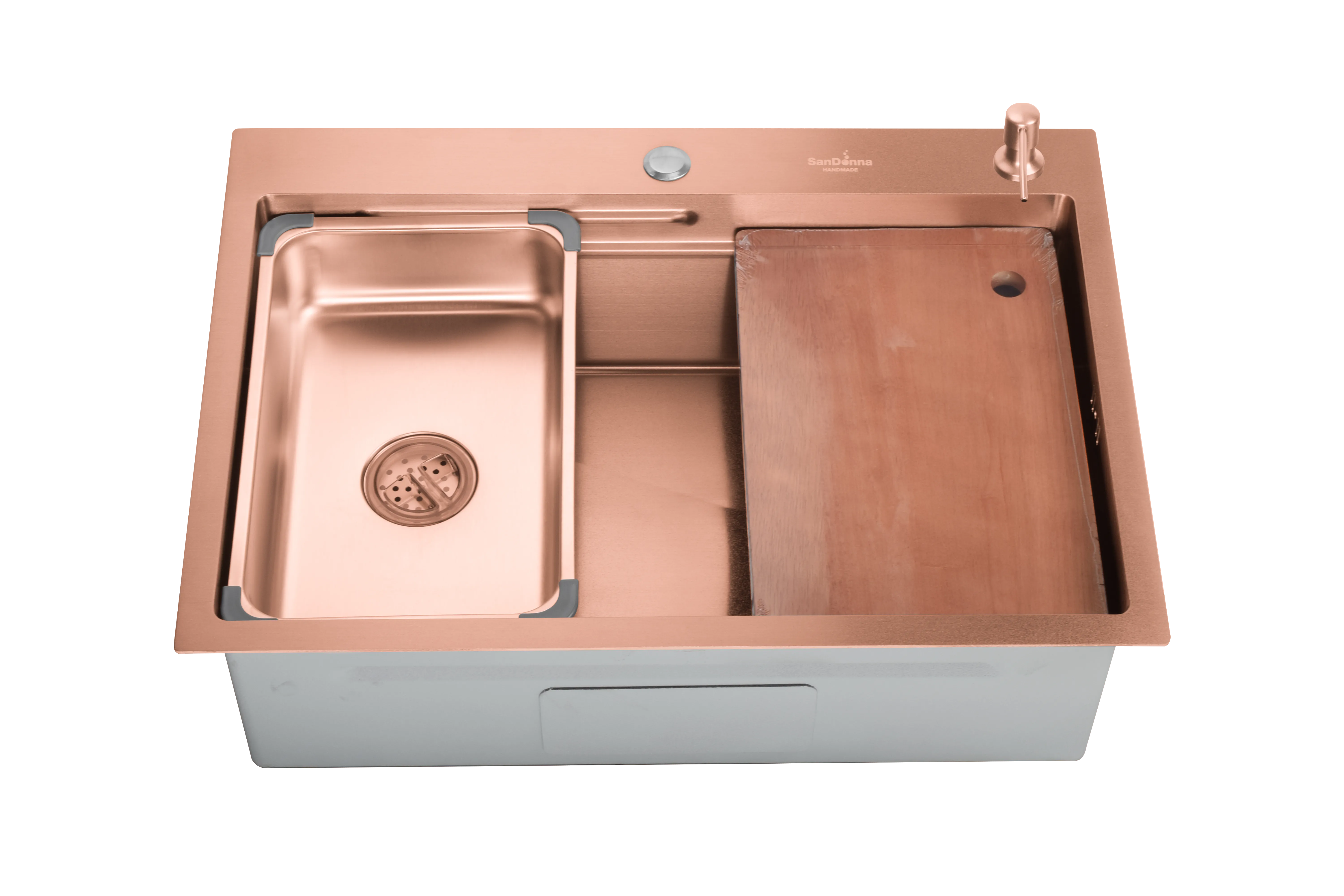 Chiuveta handmade SanDonna HD7850 dubla Auriu