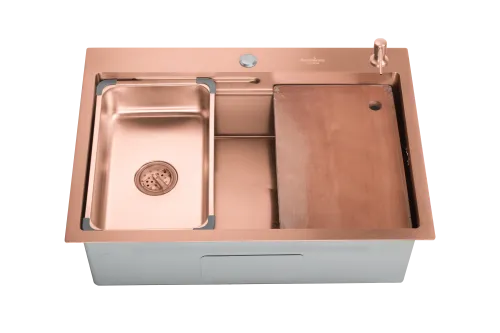Chiuveta handmade SanDonna HD7850 dubla Auriu