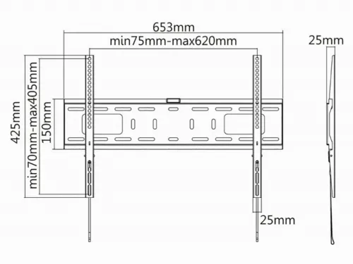 Фиксированное настенное крепление Reflecta Plano Flat 70-6040, Чёрный