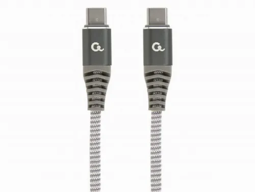  Blister Type-C/Type-C, CM/CM,  1.5 m, 100W charging power,Cablexpert Cotton Braided Spacegrey/White