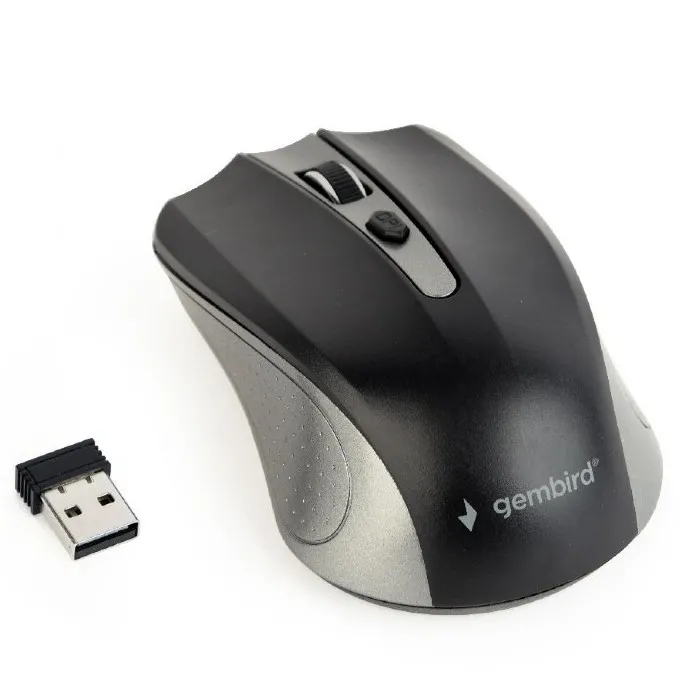 Wireless Mouse Gembird MUSW-4B-04-GB Optical 800-1600 dpi 4 buttons, Ambidextrous, 2xAAA, Grey/Black