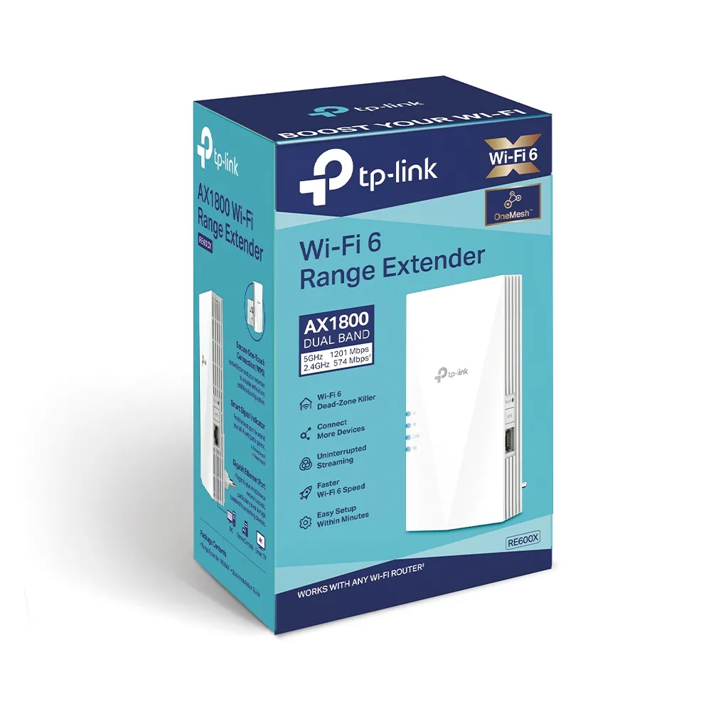 Усилитель Wi‑Fi сигнала TP-LINK RE600X, 574 Мбит/с, 1201 Мбит/с, Белый