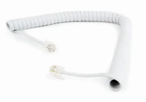 Cablu spiralat al receptorului telefonic Cablexpert TC4P4CS-2M, Alb