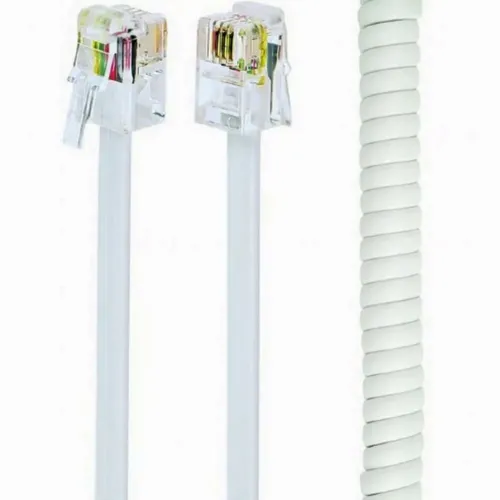 Cablu spiralat al receptorului telefonic Cablexpert TC4P4CS-2M, Alb