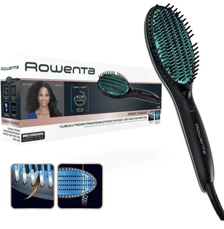 Perie de îndreptare Rowenta Power Straight CF5820F0, Negru | Verde