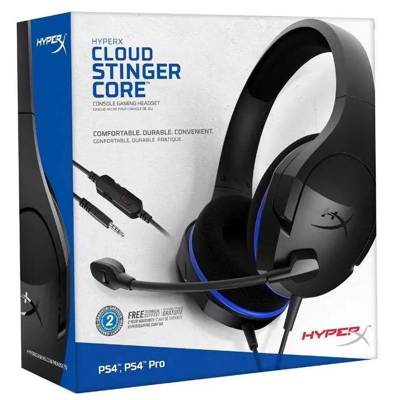 Căști gaming HyperX Cloud Stinger PS4, Cu fir, Negru/Albastru