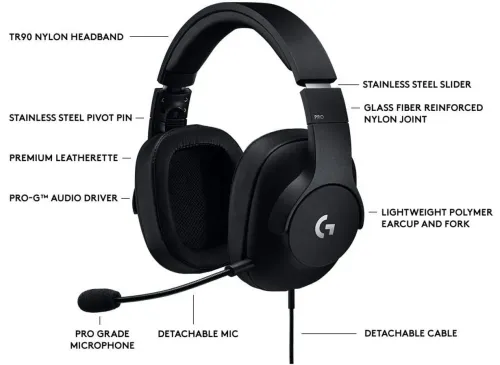 Căști gaming Logitech G Pro, Wireless/Cu fir, Negru