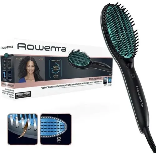 Perie de îndreptare Rowenta Power Straight CF5820F0, Negru | Verde