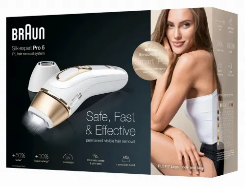 Fotoepilator BRAUN PL5117, Alb/Auriu