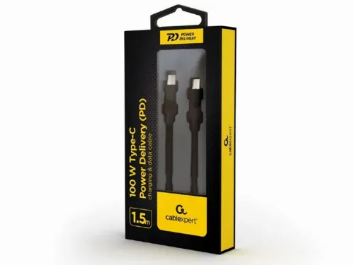  Blister Type-C/Type-C, CM/CM,  1.5 m, 100W charging power, Cablexpert, Black